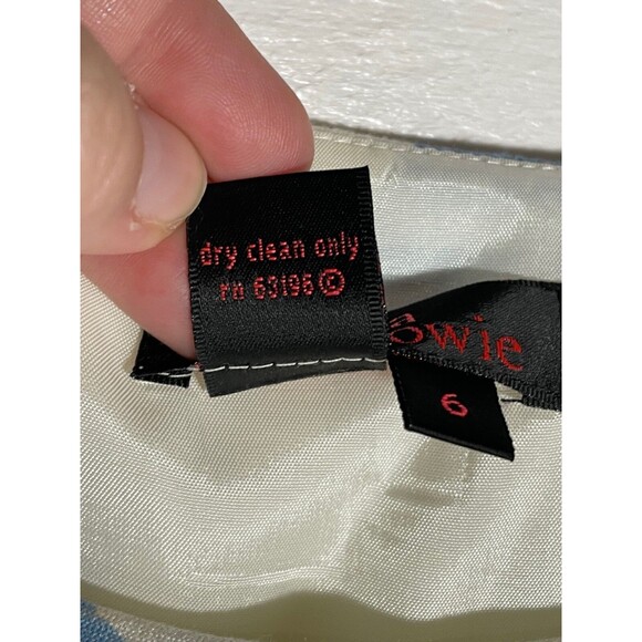 Vintage Blue & White Floral Fit Flare Dress Boat Neck Size 6 90s Y2K Preppy - Picture 6 of 15